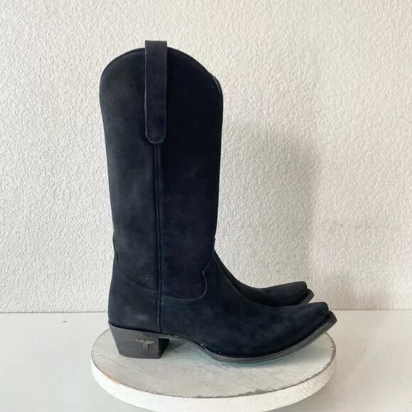 Black Suede Heeled Boots - Picture 2 of 14